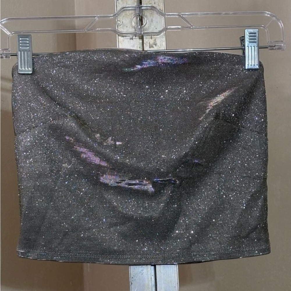 Wild Fable Glittery Black Strapless Top Sz XS